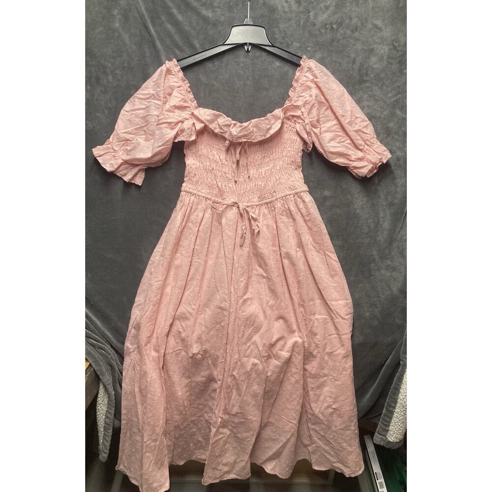 R.Vivimos Renaissance Coquette Milkmaid Dress Sz XL 16/18 Swiss Dot Puff Slv NEW